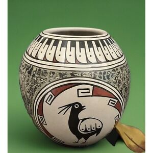 Mata Ortiz‎ Pottery Jose Martinez Emu Bird Olla Vase Paquime Art Mexico Ceramics